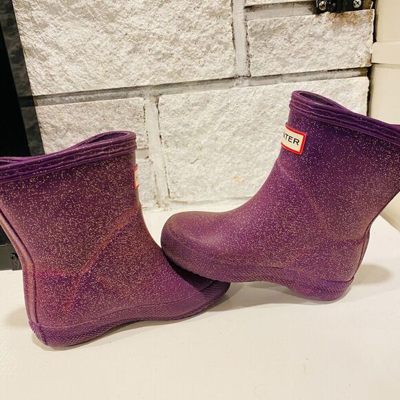 Hunter Toddler Girls' Original First Classic Glitter Rain Boot Purple Sparkle 4 - Picture 7 of 7